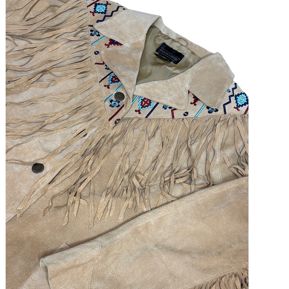 NWT Vintage Via Accenti Suede Fringe Jacket Women's 1X/2X Southwest Boho Western - Picture 12 of 16